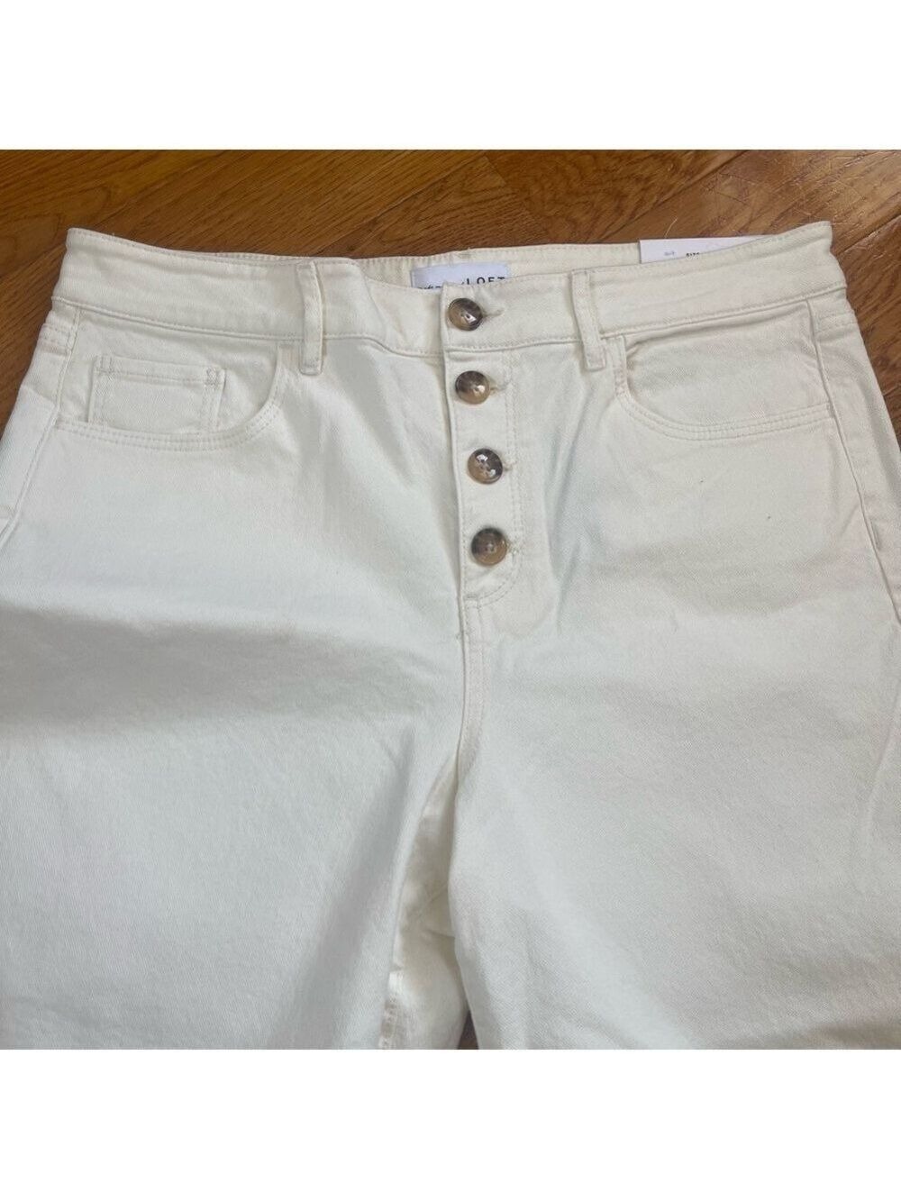 Ann Taylor LOFT High Waist Wide Leg Crop Jeans White Size 12P/31 - Picture 5 of 13